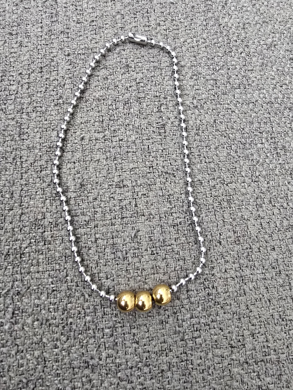 Women’s Silver Beaded Necklace with Gold Accent Beads